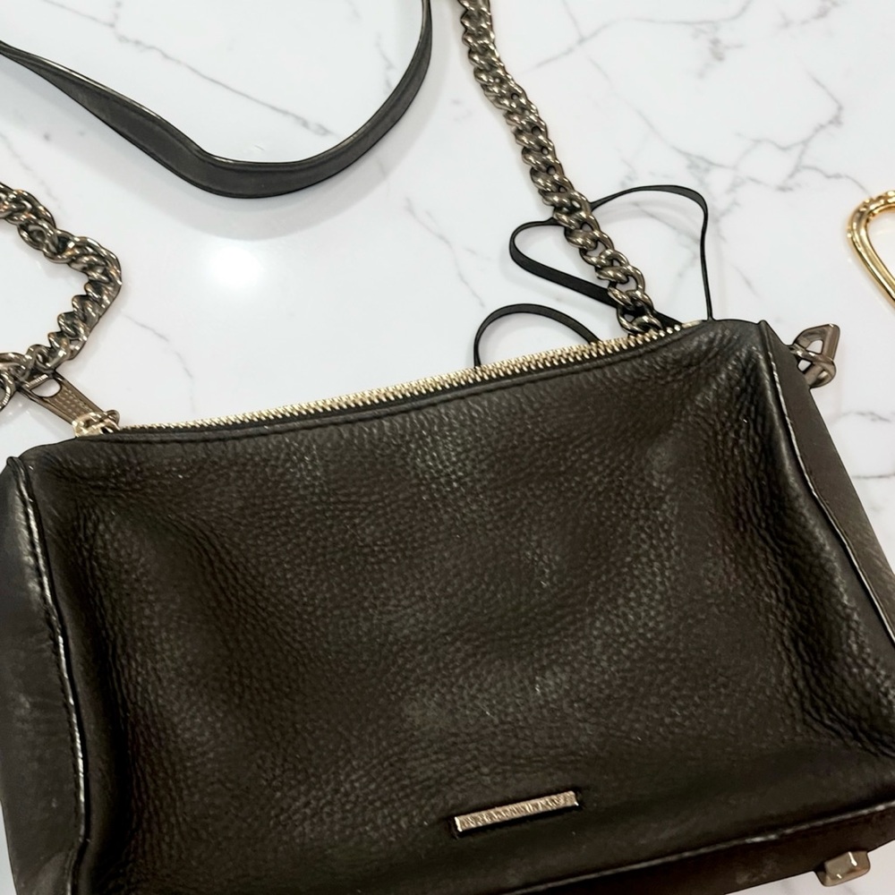 Rebecca Minkoff Black Pebbled Leather Chain Strap Crossbody Bag